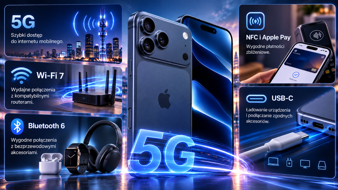 iPhone 17 Pro Max – 5G Wi-Fi 7 i Bluetooth 6